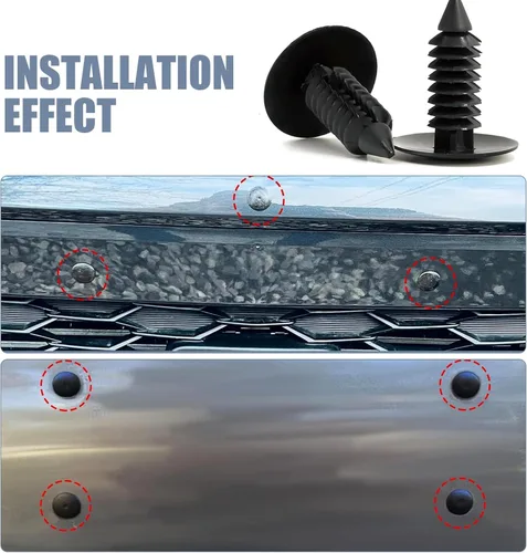 Vista 6 de Paquete de 8 tapones para agujeros de matrícula, tapones para parachoques de automóvil, clip para cubierta de orificio de matrícula, hebilla