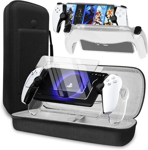 Vista 11 de QUAGGY 3-in-1 Accessoris Kit Compatible with PlayStation Portal, EVA Carrying Case for PS Portal with Silicone Protective Cover with Stand, 2 Pack