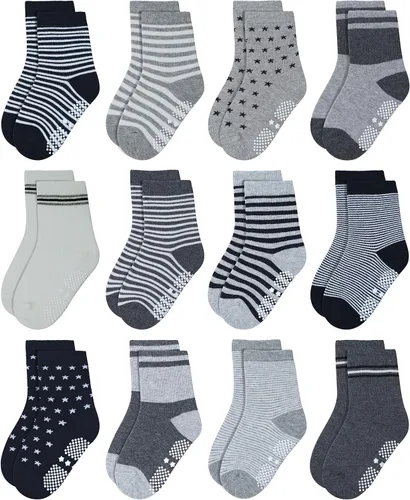 RATIVE - Calcetines antideslizantes con agarres para bebé, bebés, niños pequeños, niños y niños