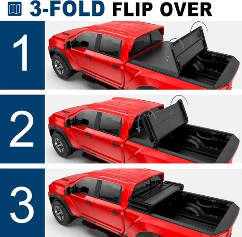 Vista 6 de MOSTPLUS Cubierta Tonneau plegable suave de 5 pies para caja de camioneta compatible con Nissan Frontier 2005-2025 2026 Fleetside/Suzuki Equator