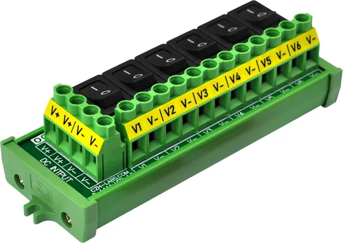 Vista 2 de Módulo de tira de distribución de energía de CC del interruptor basculante de 6 canales de montaje de tornillo