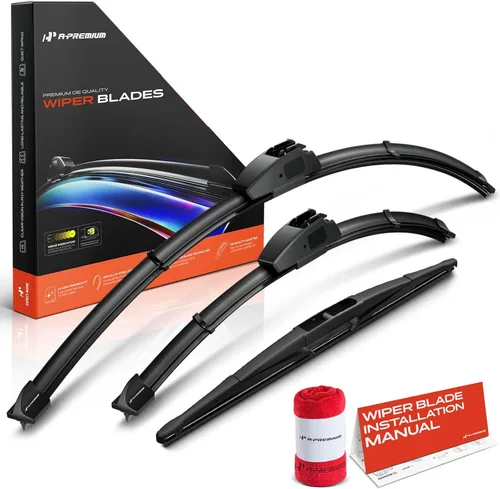 Vista 35 de A-Premium Juego de 3 limpiaparabrisas con indicador de desgaste y toalla, compatible con Dodge Nitro 2007-2011, juego de escobillas
