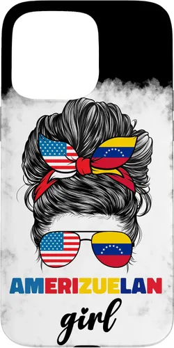 Vista 28 de iPhone 16 Half American And Venezuelan USA Venezuela Flag Girl Funda para mujer