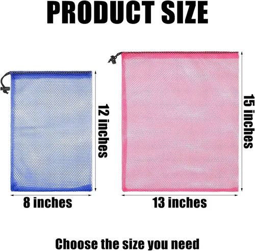 Vista 2 de 24 bolsas de malla con cordón de malla para lavandería, bolsas de nailon, bolsa de nailon para acampar con cordón para juguetes