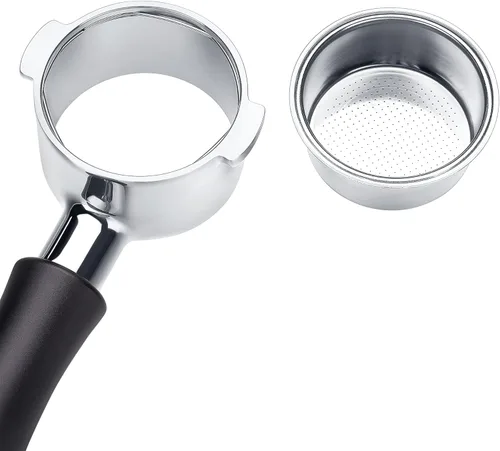 Vista 3 de Normcore 51mm Portafiltro Sin Fondo Desnudo de 2 Orejas Compatible con Delonghi ECP3420/EC155/BCO430/EC260 con Mango de Aluminio Anodizado