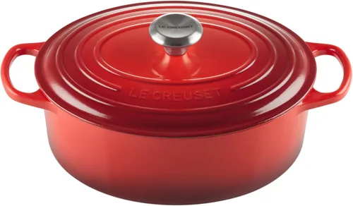 Vista 58 de Le Creuset Horno holandés ovalado Signature de hierro fundido esmaltado, 2.75 cuartos de galón., Blanco