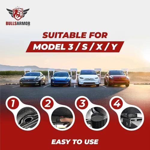 Vista 4 de BullsArmor Disco elevador Tesla para el modelo 3/S/X/Y: juego de adaptadores de almohadilla de gato duraderos con estuche de almacenamiento premium