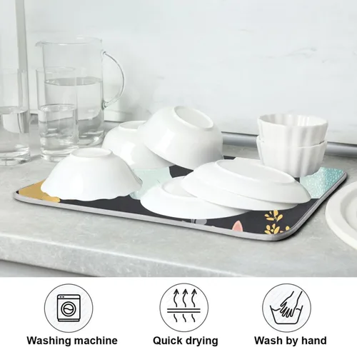 Vista 21 de Tapete de secado de platos de gnomos del día de San Patricio para encimera de cocina, tréboles, tapete de secado de microfibra, absorbente