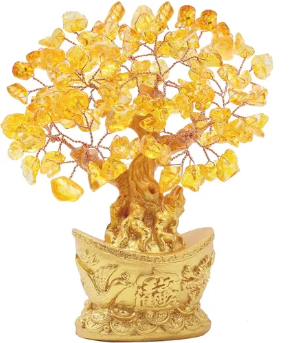 Árbol de dinero de Feng Shui para oficina, mesa de hogar, decoración de Feng Shui, árbol de dinero de cristal para riqueza y buena suerte