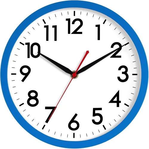 Vista 35 de AKCISOT 8 Inch Wall Clock, Silent Battery Operated Analog Clock, Black