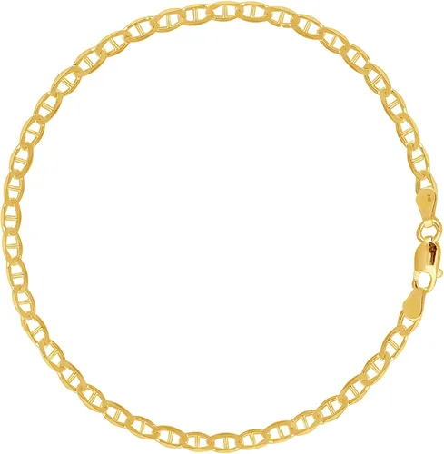 Ritastephens Tobillera, pulsera o collar de cadena de eslabones marineros de oro amarillo de 14 quilates (0.067 in, 0.126 in)