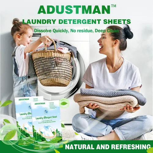 Vista 5 de Hojas de detergente para ropa (tiras) sin líquido, 62 cargas, frescas, ecológicas, hipoalergénicas, para pieles sensibles, sin plástico, suministros