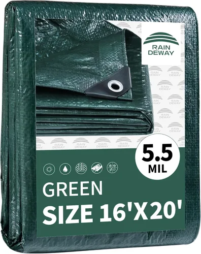 Vista 108 de RAINDEWAY Tarps - Lona impermeable de color azul de 4 x 16 pies de grosor, resistente a desgarros, multiusos, para techo, campamento, automóvil