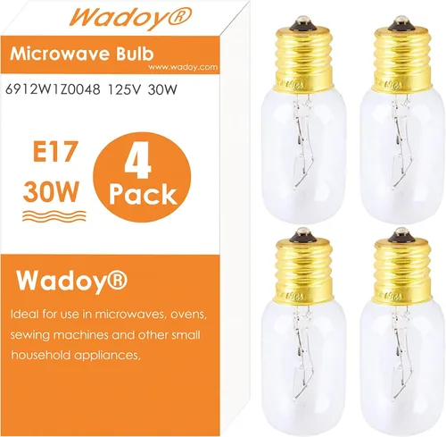 Vista 9 de Wadoy Bombilla de microondas compatible con LG, Frigidaire, Kenmore, Whirlpool, GE Range Microondas, 6912W1Z004B 125V 30W E17, bombilla de repuesto
