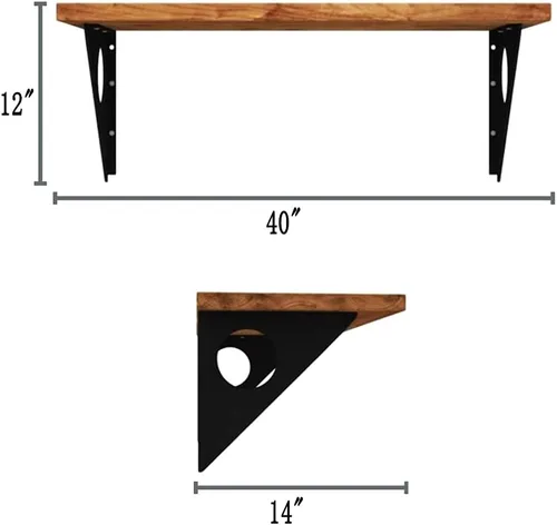Vista 26 de Mesa rústica industrial para montar en la pared, escritorio de mesa de comedor, mesas de bar de madera de pino para montar en la pared
