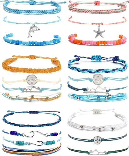choice of all Lindas pulseras para adolescentes y niñas, pulsera de cuerda de girasol, tobilleras de verano con océano, ajustables, impermeables,