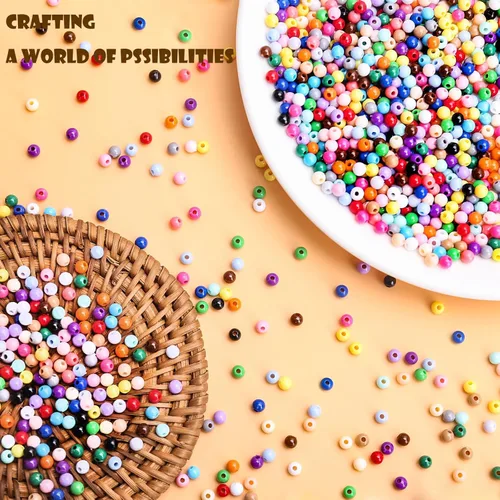 Vista 4 de BONNY BOXX 2000 cuentas redondas acrílicas de zafiro liso de 0.157 pulgadas, bolas de goma de mascar de resina plástica para hacer collares