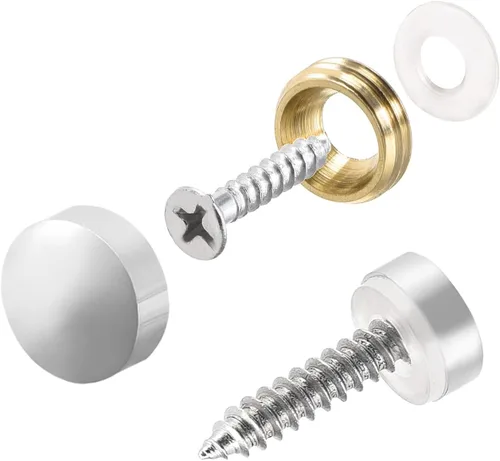 METALLIXITY Tornillos de espejo (0.394 in/0.39 pulgadas), 4 unidades, cubierta decorativa, clavos de latón galvanizado, para accesorios