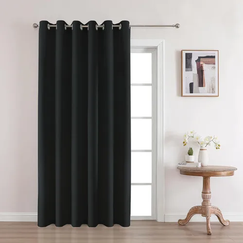 Vista 37 de Joydeco Cortinas opacas de 72 pulgadas de largo, 2 paneles burg, cortinas de oscurecimiento de habitación para dormitorio, cortinas térmicas Negro