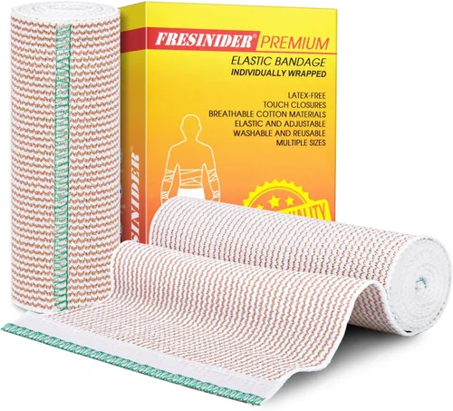 Vista 14 de FRESINIDER Vendaje Elástico, 2" x Paquete de 6 – Vendaje de Compresión de Algodón sin Látex con Cierre de Gancho y Bucle en Ambos Extremos