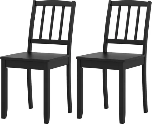 NAFORT Juego de 2 sillas de comedor de madera, color negro, sillas de cocina sin brazos con marco de madera de goma maciza, almohadillas