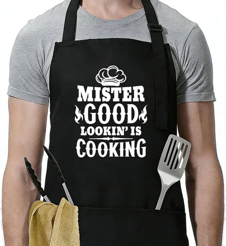 Vista 10 de Funny Apron for Men Women,Humorous Kitchen Apron with 2 Pockets