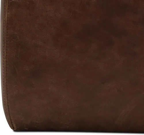 Vista 10 de POLY & BARK Sequoia Otomano – Puf cuadrado de 35 pulgadas con relleno de plumas y plumón – Puf otomano tapizado de cuero de grano completo para sala