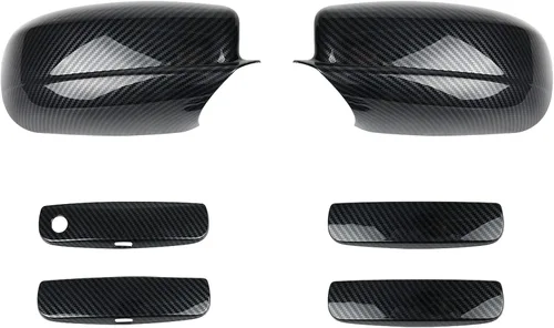 sportuli Tapas de espejo lateral de fibra de carbono + cubiertas de manija de puerta de repuesto para Dodge Charger 2011-2021 2022 2023 2024