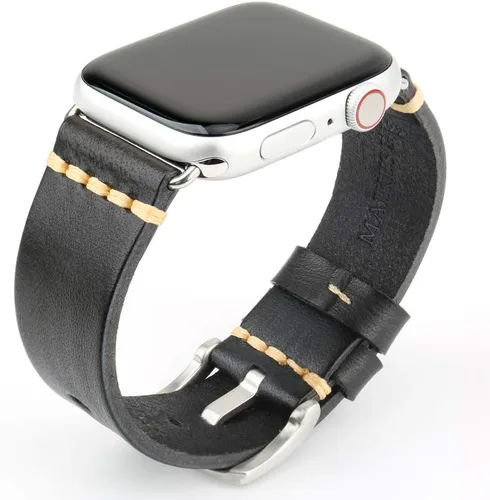 Vista 4 de REZERO Correas de reloj inteligentes compatibles con Apple Watch, correas de reloj de cuero curtido vegetal, correas de reloj de repuesto