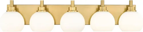 Vista 19 de Accesorios de Iluminación para Baño, Lámpara de Tocador para Baño de 5 Luces Negra y Dorada, Apliques de Pared Modernos de 32 Pulgadas con Pantalla