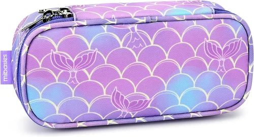 Vista 8 de mibasies - Estuche para lápices para niñas y niños, estuche multi-ranuras, rosa con flores y blanco