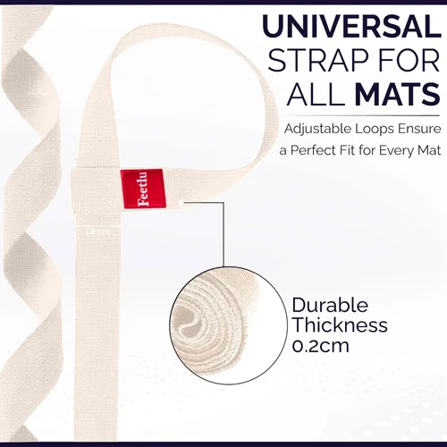 Vista 2 de Correas para esterilla de yoga 2 en 1 – Algodón – Correas antideslizantes ajustables para yoga, pilates, estiramiento, para llevar esteras