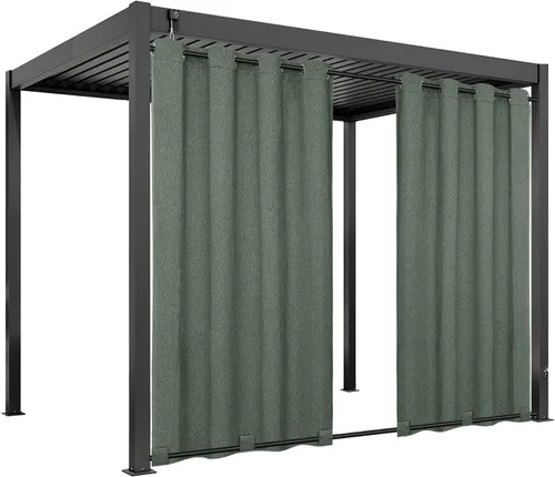 Vista 15 de Easy-Going - Cortinas para exterior con aspecto de lino impermeables y a prueba de viento para porche, cortinas suaves y gruesas de privacidad