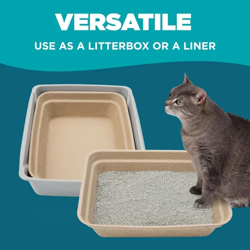 Vista 7 de Caja de arena desechable para gatos, paquete de 5 (grande), extragruesa y resistente, resistente a fugas, sin frotar, resistente al olor, pulpa