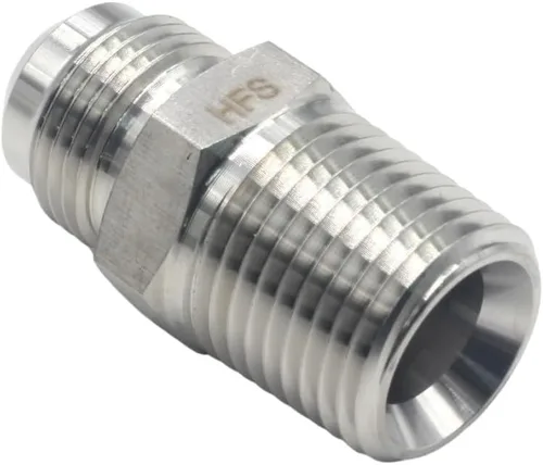 Vista 3 de HFS (R) 1/2 "NPT macho a 1/2" SAE Macho Flare Tubing Adapter Manguera Conector Accesorios de tubería de acero inoxidable 304