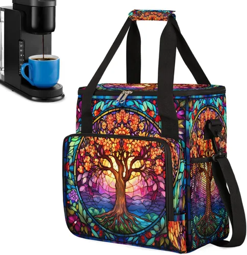 Vista 19 de Bolsa de transporte para cafetera a cuadros arcoíris colorida, bolsa de almacenamiento de viaje compatible con K-Mini o K-Mini Plus, estuche b-8