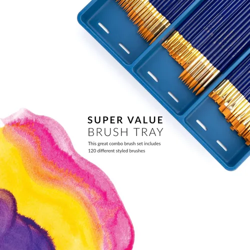 Vista 4 de Royal Brush Paquete de pinceles Gold Taklon de gran valor, varios tamaños, 120 pinceles