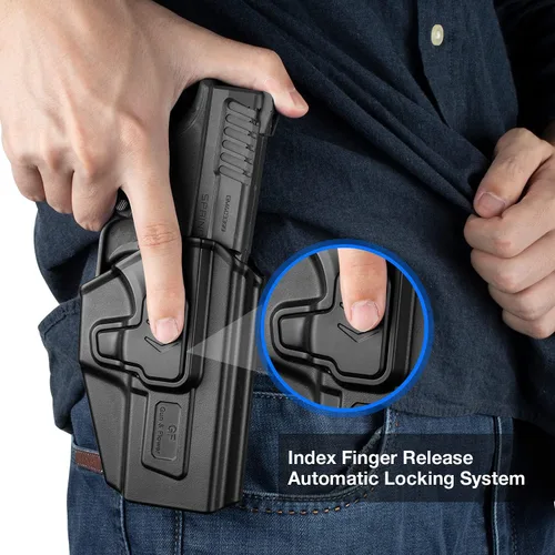 Vista 3 de Funda OWB compatible con Glock 43/43X (solo compatible con modelos estándar), no compatible con versiones MOS 43X o riel, clip de cinturón ajustable