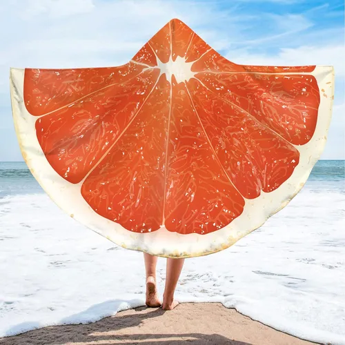 Vista 10 de Toalla de playa con capucha de gran tamaño con botón de 59 x 79 pulgadas, manta de microfibra extra grande para adultos, divertida fruta, media