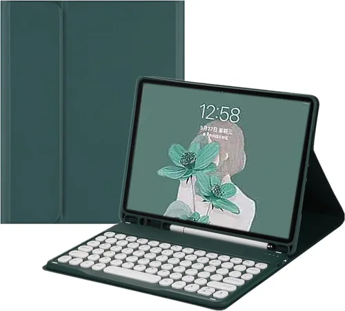 Vista 12 de Funda de teclado para iPad 6ª 5ª generación 9.7 pulgadas Air 2 Pro 9.7 linda llave redonda inalámbrica desmontable BT Color teclado cubierta
