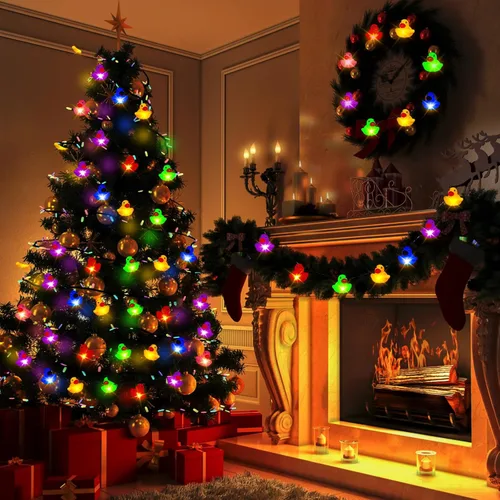 Vista 4 de Deekin 1 tira de luces de goma con forma de pato (20 LED cada una), decoración de crucero de pato, funciona con pilas, luces decorativas