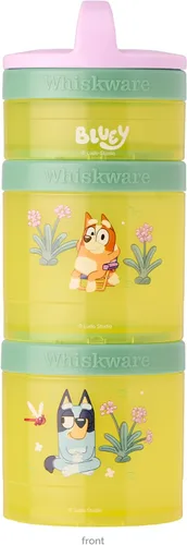 Whiskware Bluey - Contenedores apilables para aperitivos para niños y niños pequeños, 3 tazas apilables para aperitivos para la escuela y viajes,