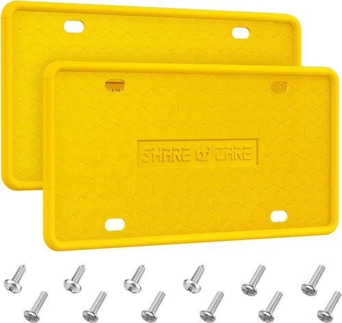 Vista 12 de Paquete de 2 Marcos de Matrícula Incluye 1 Marco de Matrícula de Silicona y 1 Cubierta de Matrícula de Cristal con Juego de Tornillos de Diamantes