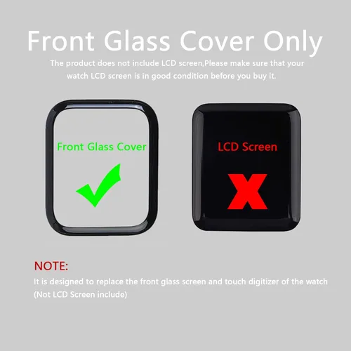 Vista 2 de Compatible con Apple Watch 7/8 de 1.772 in de repuesto de pantalla de lente frontal LED Kit de reparación de vidrio con herramientas e instrucciones