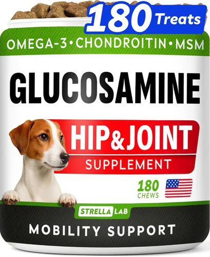 Vista 9 de Glucosamina para perros grandes – Suplemento articular de raza grande con aceite de pescado Omega-3 – Condroitina, MSM – Masticables de movilidad