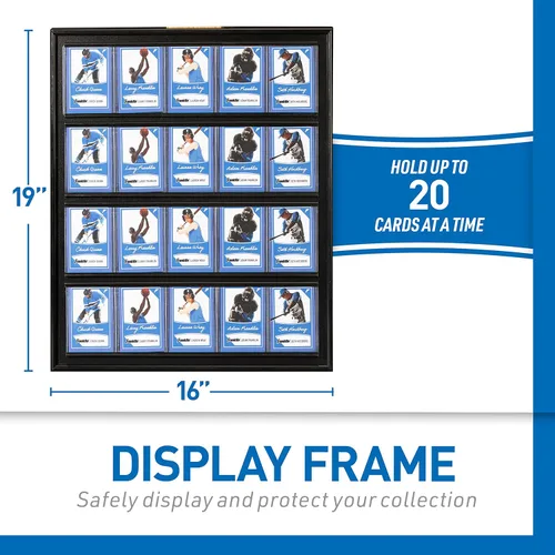 Vista 3 de Franklin Sports Marco de exhibición de béisbol + tarjetas de intercambio, vitrina para deportes, coleccionista + tarjetas de intercambio, funda