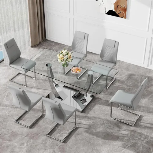 Vista 74 de Mesa de comedor moderna para mesa de comedor de mármol sintético de 4/6, 63 pulgadas, mesa de cocina rectangular, mesa de cocina y comedor de fácil