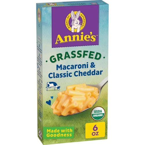 Vista 6 de Annies Homegrown - Conchas orgánicas alimentadas con pasto y macarrones con queso cheddar blanco, 6 onzas (paquete de 12)