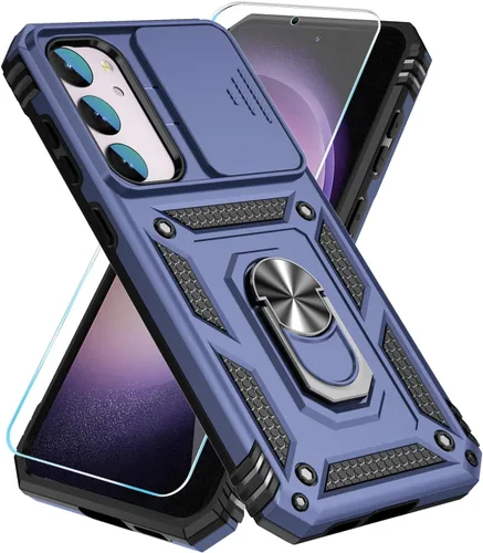 Vista 14 de SunStory Funda para Samsung Galaxy S21 con protector de pantalla HD, funda para cámara deslizante y soporte de anillo giratorio, grado militar