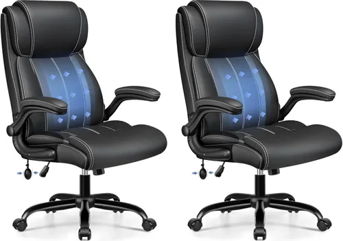 Vista 21 de BESTFAIR Silla de Oficina Ergonómica - Silla de Escritorio para Computadora, Sillas Ejecutivas de Cuero con Respaldo Alto, Soporte Lumbar Ajustable